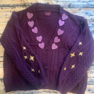 Taylor Swift Speak Now Purple Cardigan, XL/2XL, w/ 10 Purple Hearts